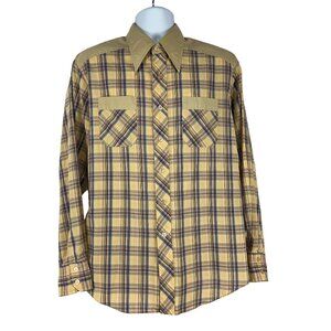 Kennington LTD Mens Plaid Button Down Shirt Sz 16.5 Vintage Western Long Sleeve
